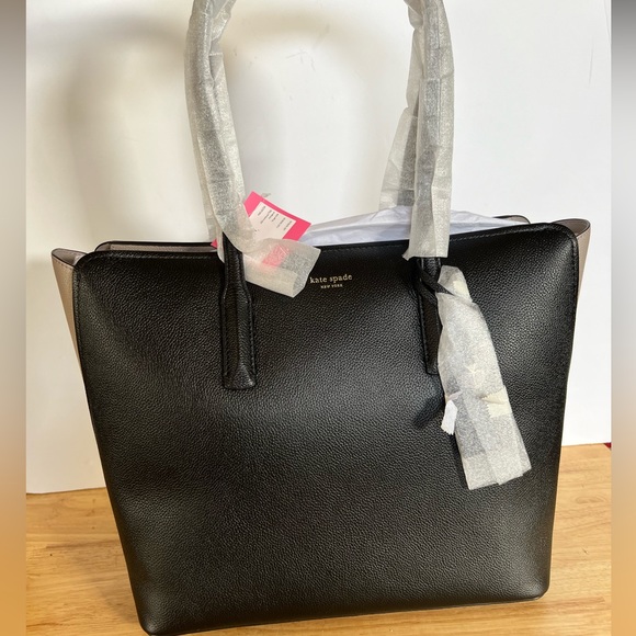 Kate Spade New York Women's Margaux Large Tote Black/Warm Taupe Color - Picture 7 of 12